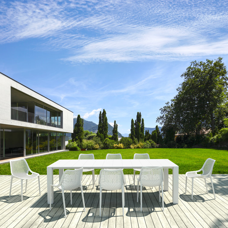 White outdoor dining discount table for 8